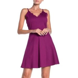 Love...ady Scalloped V-Neck Fit & Flare Dress